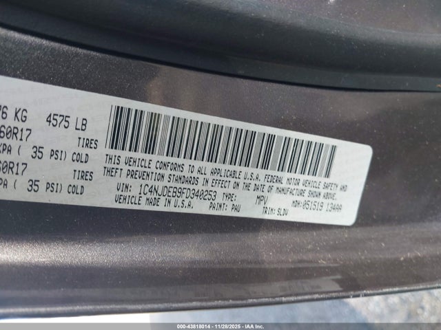 Jeep Compass High Altitude Edition 2015 1C4NJDEB9FD340253 Image 9