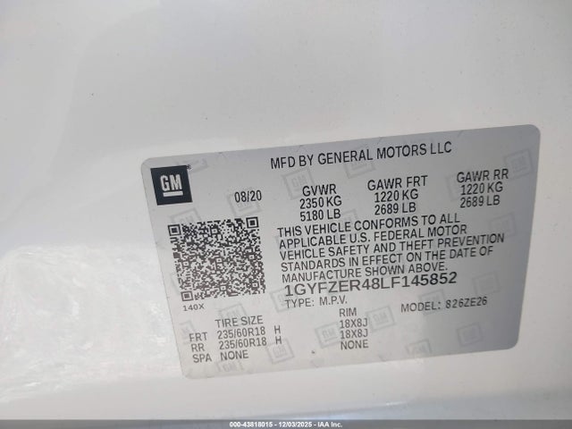 1GYFZER48LF145852 Cadillac Xt4 Fwd Sport