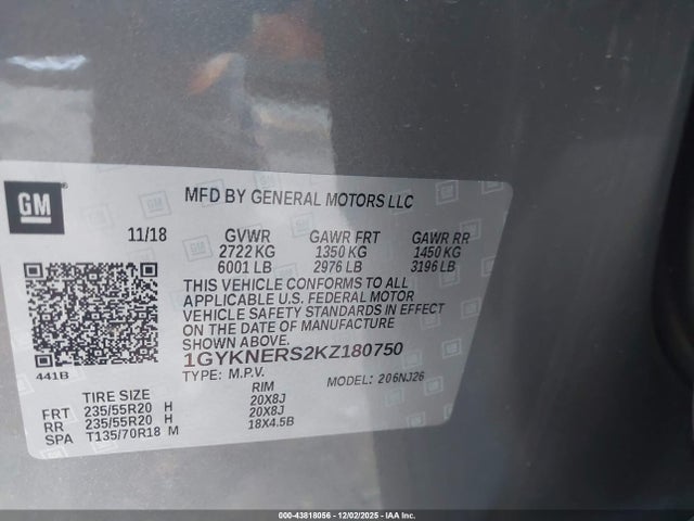 Продажа на аукционе авто 2019 Cadillac Xt5 Premium Luxury, vin: 1GYKNERS2KZ180750, номер лота: 43818056