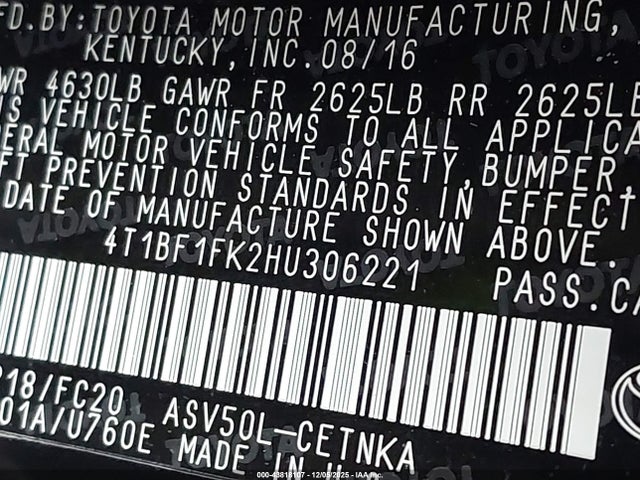 Toyota CAMRY LE 2017 4T1BF1FK2HU306221 Image 9