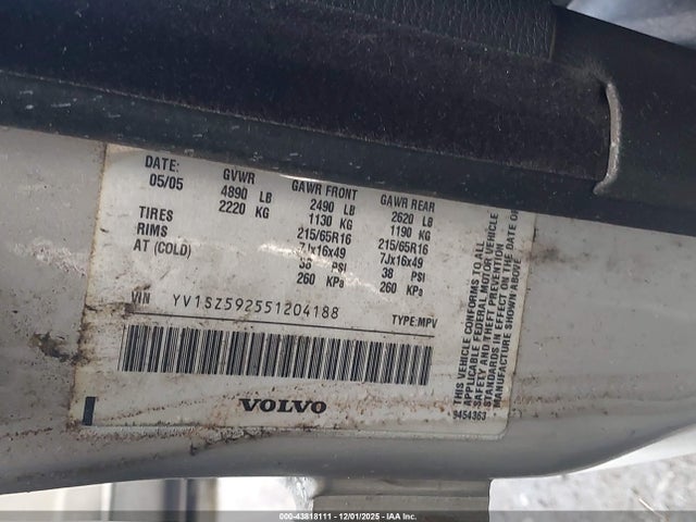 2005 VOLVO XC70 YV1SZ592551204188 Photo 8