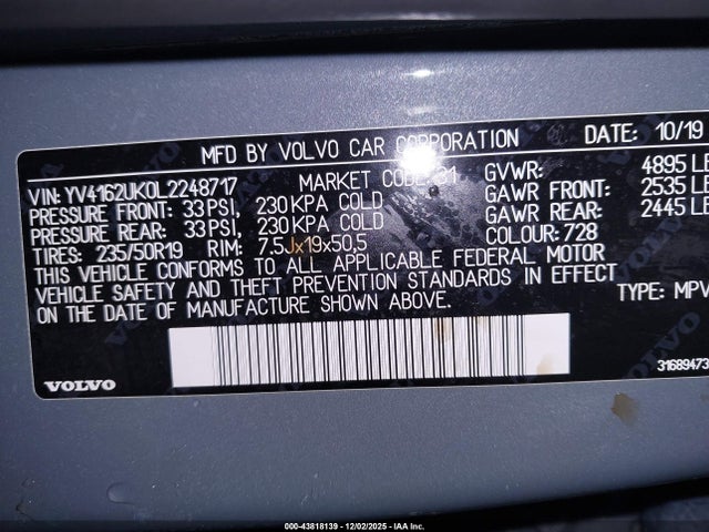 2020 VOLVO XC40 YV4162UK0L2248717 Photo 8