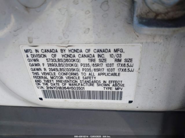 2004 ACURA MDX 2HNYD18264H503501 Photo 8