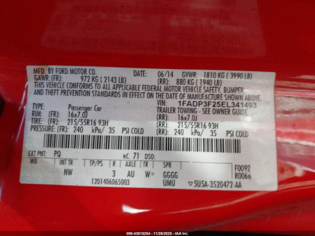 2014 FORD FOCUS 1FADP3F25EL341493 Photo 8