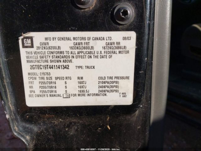 2004 GMC SIERRA 1500 2GTEC19T441141342 Photo 8