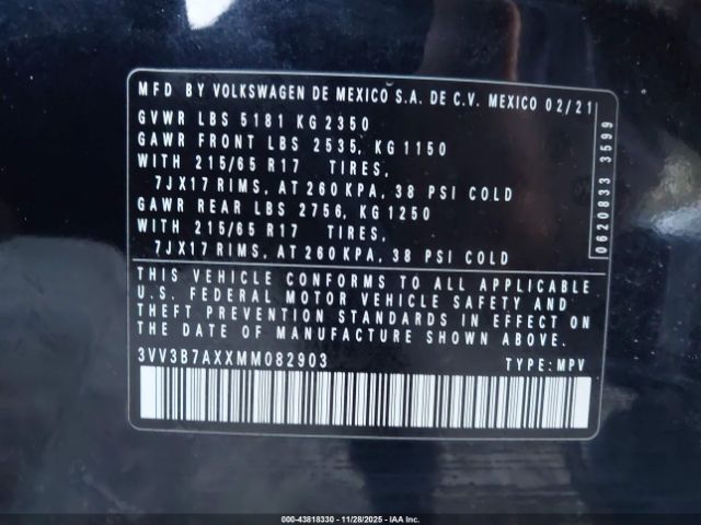 2021 VOLKSWAGEN TIGUAN 3VV3B7AXXMM082903 Photo 8