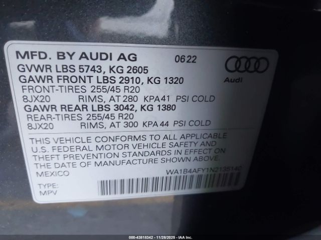 2022 AUDI SQ5 WA1B4AFY1N2135140 Photo 8