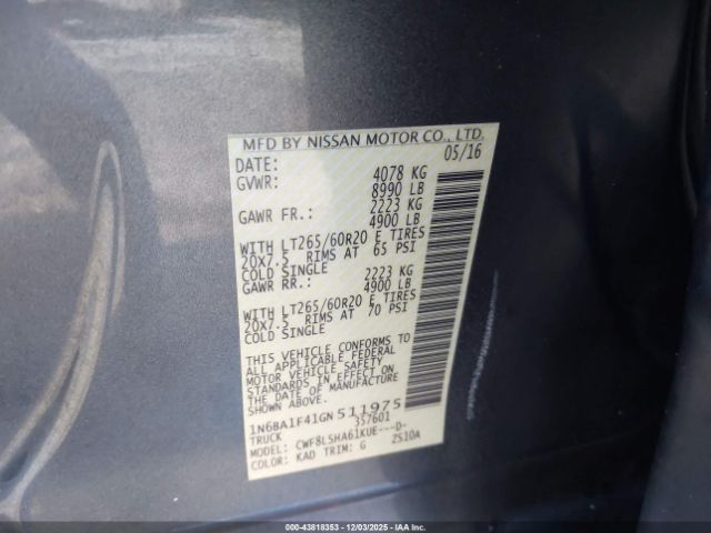 2016 NISSAN TITAN XD 1N6BA1F41GN511975 Photo 8