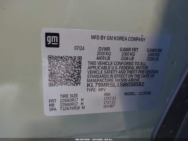 KL79MRSL1SB058582 Chevrolet Trailblazer Awd Lt