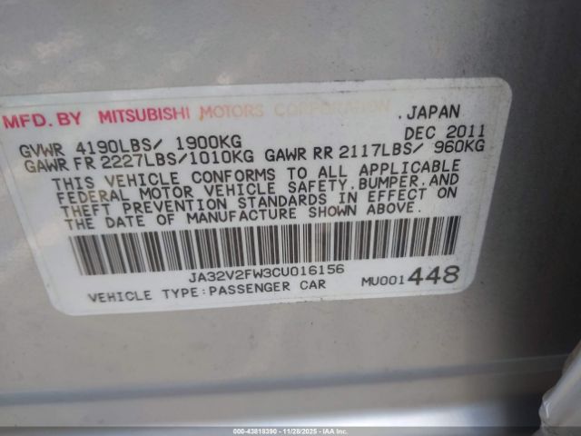 2012 MITSUBISHI LANCER JA32V2FW3CU016156 Photo 8