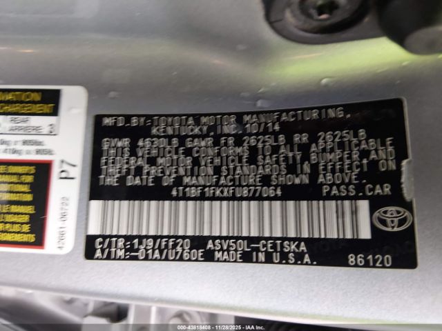 2015 TOYOTA CAMRY 4T1BF1FKXFU877064 Photo 8