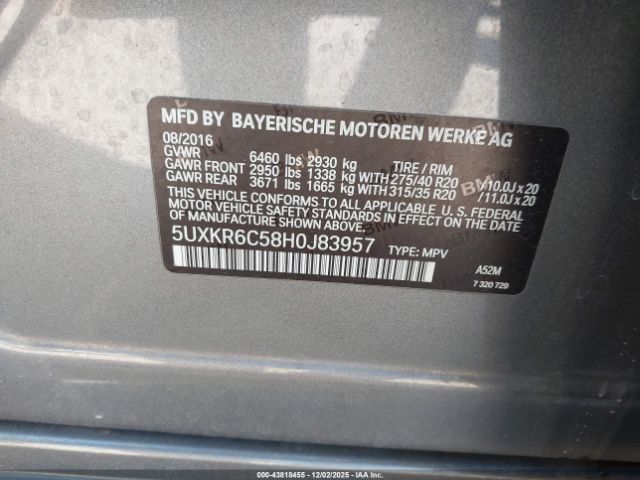 2017 BMW X5 5UXKR6C58H0J83957 Photo 8