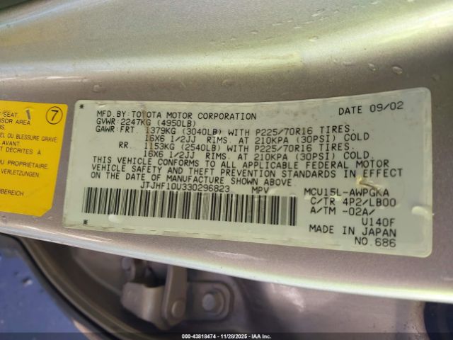 2003 LEXUS RX 300 JTJHF10U330296823 Photo 8
