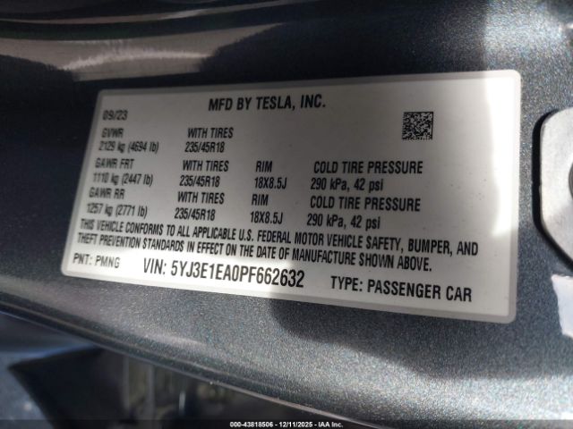 2023 TESLA MODEL 3 5YJ3E1EA0PF662632 Photo 8