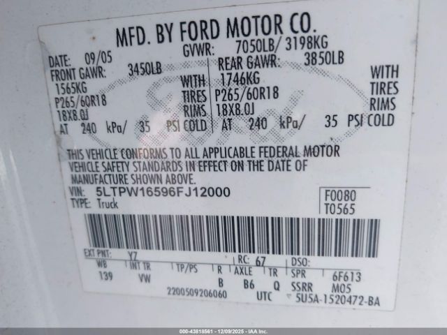 2006 LINCOLN MARK LT 5LTPW16596FJ12000 Photo 8