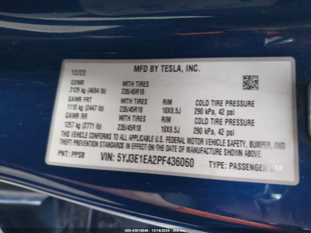 2023 TESLA MODEL 3 5YJ3E1EA2PF436060 Photo 8