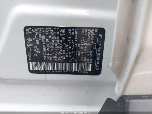 JN8AT3DD7MW305416 Nissan Rogue Platinum Intelligent Awd