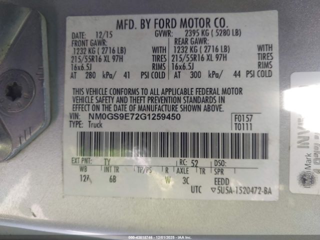 2016 FORD TRANSIT CONNECT NM0GS9E72G1259450 Photo 8