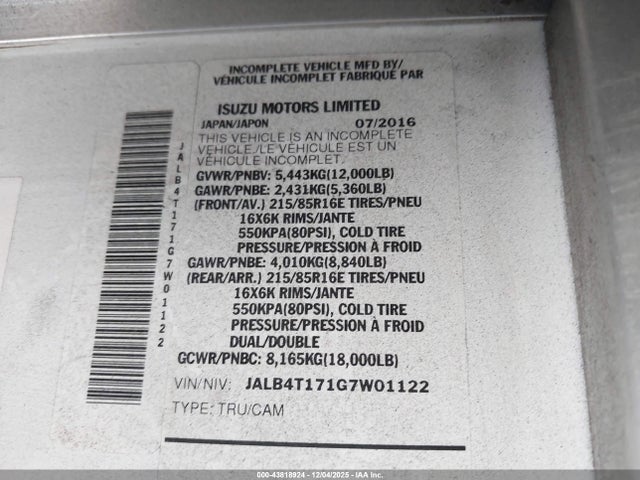 Isuzu NPR 2016 JALB4T171G7W01122 Image 8