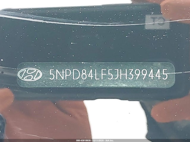 5NPD84LF5JH399445 Hyundai ELANTRA SEL