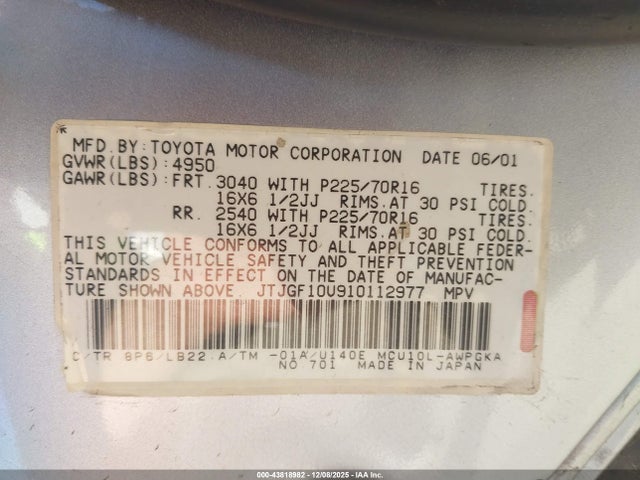 2001 LEXUS RX 300 JTJGF10U910112977 Photo 8