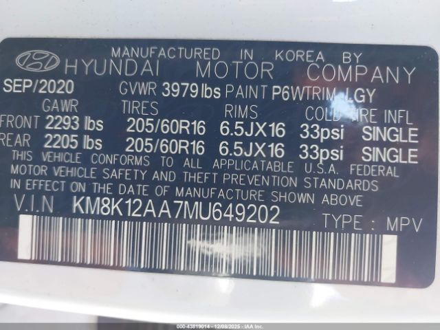 2021 HYUNDAI KONA KM8K12AA7MU649202 Photo 8