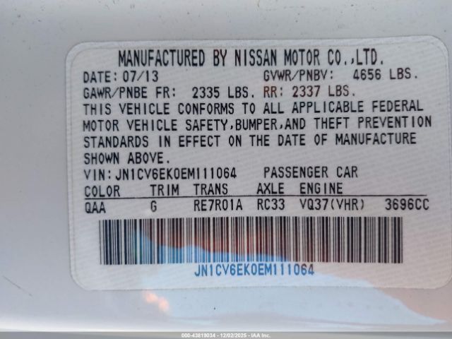 2014 INFINITI Q60 JN1CV6EK0EM111064 Photo 8