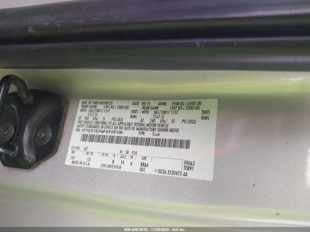 Ford F-150 Xl 2015 1FTEX1EP4FKF05100 Image 9