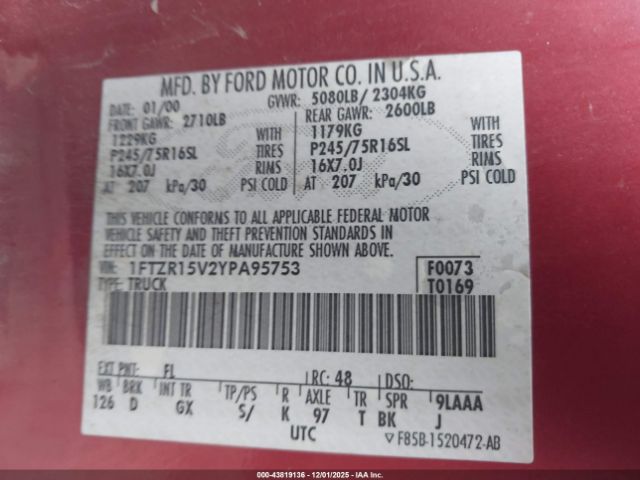 2000 FORD RANGER 1FTZR15V2YPA95753 Photo 8