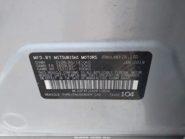 2019 MITSUBISHI MIRAGE G4 ML32F3FJ1KHF10604 Photo 8