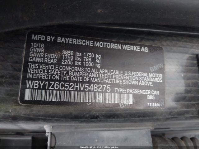 2017 BMW I3 WBY1Z6C52HV548275 Photo 8