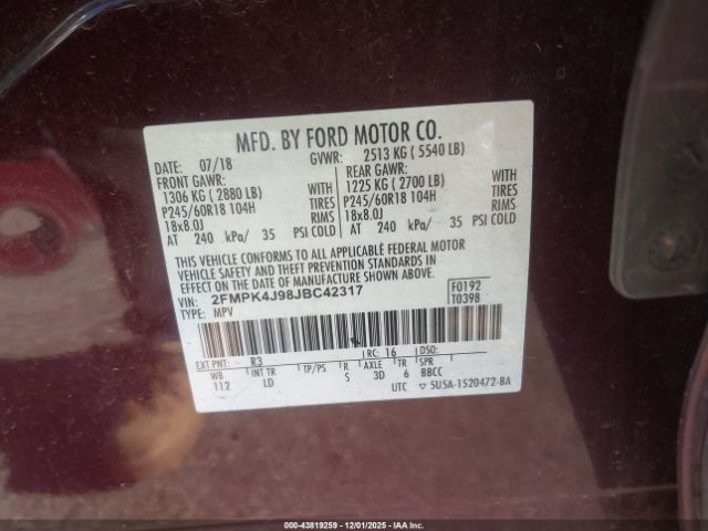 2018 FORD EDGE 2FMPK4J98JBC42317 Photo 8