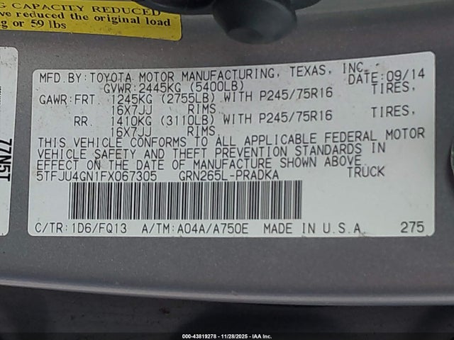 5TFJU4GN1FX067305 Toyota Tacoma Prerunner V6