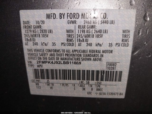 2020 FORD EDGE 2FMPK4J92LBB11869 Photo 8