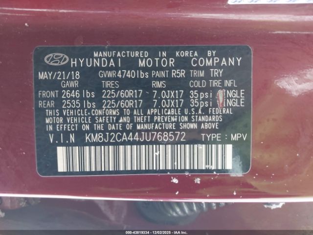 2018 HYUNDAI TUCSON KM8J2CA44JU768572 Photo 8