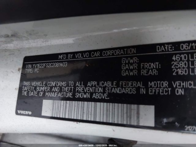 2012 VOLVO S60 YV1622FS2C2081403 Photo 8