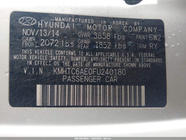 Hyundai Veloster Turbo 2015 KMHTC6AE0FU240180 Image 9