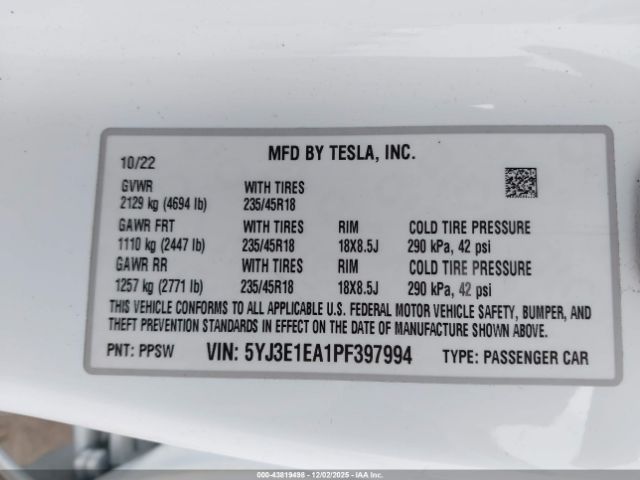 2023 TESLA MODEL 3 5YJ3E1EA1PF397994 Photo 8
