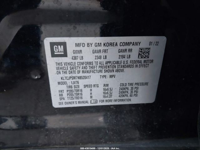 2022 CHEVROLET TRAX KL7CJPSM7NB520417 Photo 8