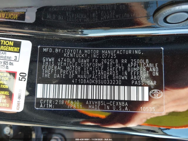 Toyota CAMRY XSE 2025 4T1DBADK9SU033230 Image 21