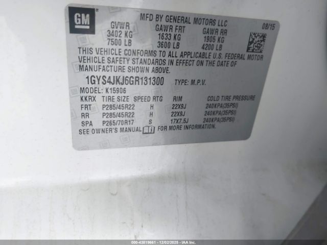 2016 CADILLAC ESCALADE ESV 1GYS4JKJ6GR131300 Photo 8