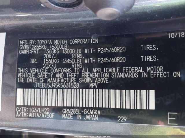 2019 TOYOTA 4RUNNER JTEBU5JR5K5631528 Photo 8