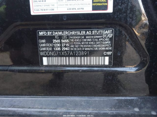 2007 MERCEDES-BENZ S 550 WDDNG71X57A123891 Photo 8