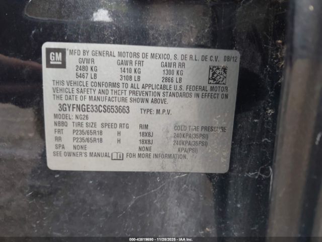 2012 CADILLAC SRX 3GYFNGE33CS653663 Photo 8