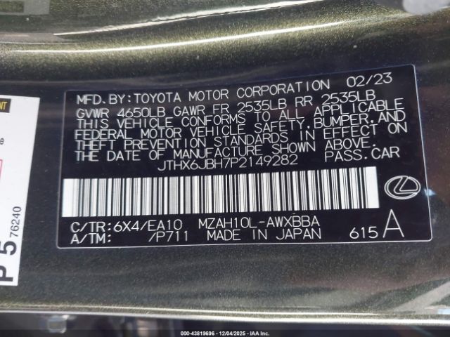2023 LEXUS UX 250H JTHX6JBH7P2149282 Photo 8