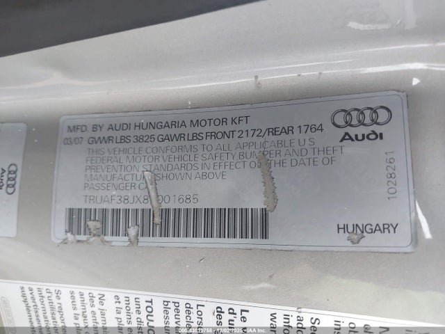2008 AUDI TT TRUAF38JX81001685 Photo 8