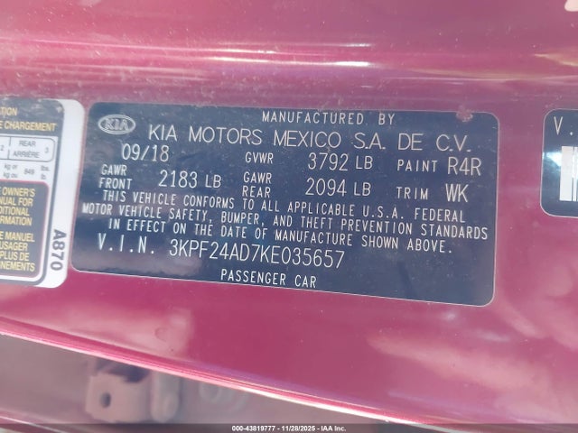 KIA Forte Lxs 2019 3KPF24AD7KE035657 Image 9