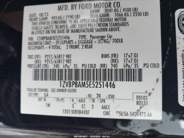 2014 FORD MUSTANG 1ZVBP8AM5E5251446 Photo 8