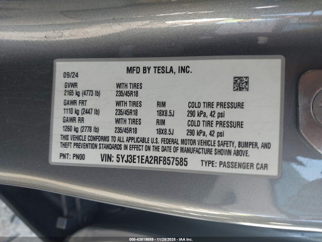 2024 TESLA MODEL 3 5YJ3E1EA2RF857585 Photo 8