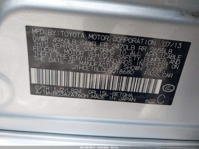 2013 LEXUS GS 350 JTHCE1BL0D5018680 Photo 8